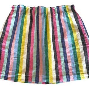 J. Crew Factory Rainbow Stripe Linen Mini Skirt